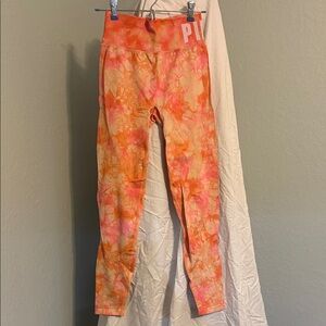 PINK Victoria's Secret Tie-Dye Leggings - Orange and Pink